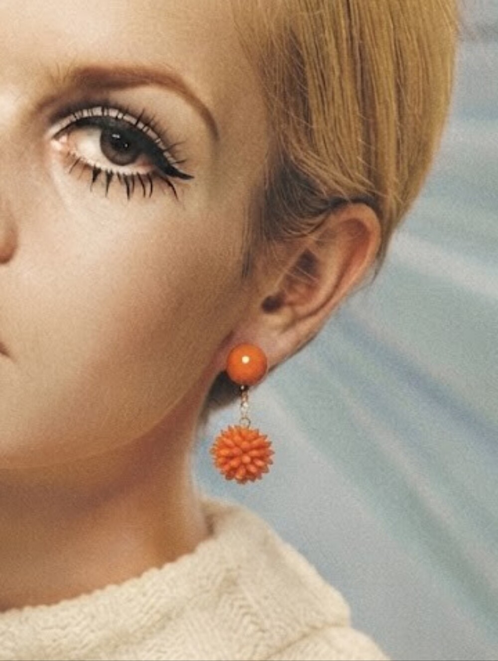 Vintage 60s Mod Orange Drop Clip On Earrings